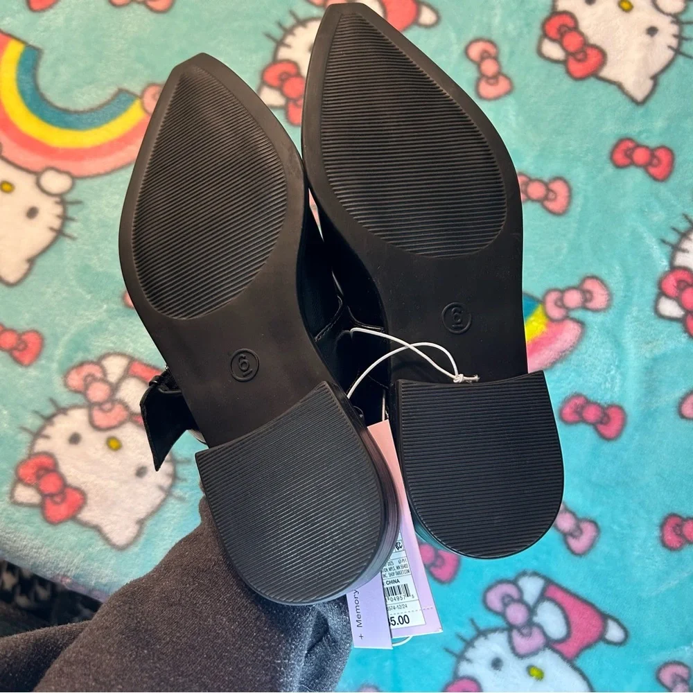 Size 6 Peyton Double Buckle black‎ Slingback Flats by wild fable